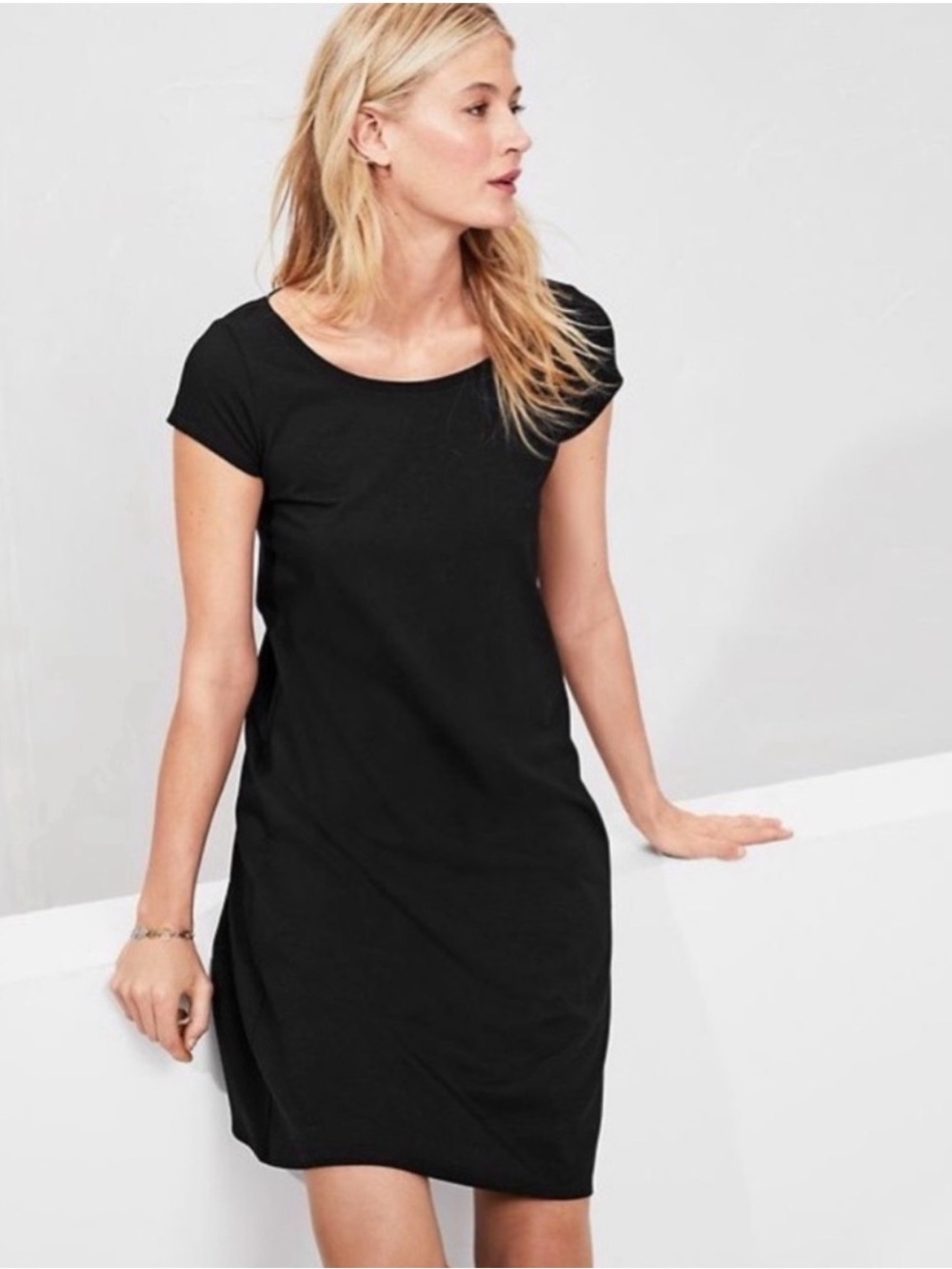Eileen Fisher Black Organic
Cotton Ballet Neck Short Sleeves
T-Shirt Dress s